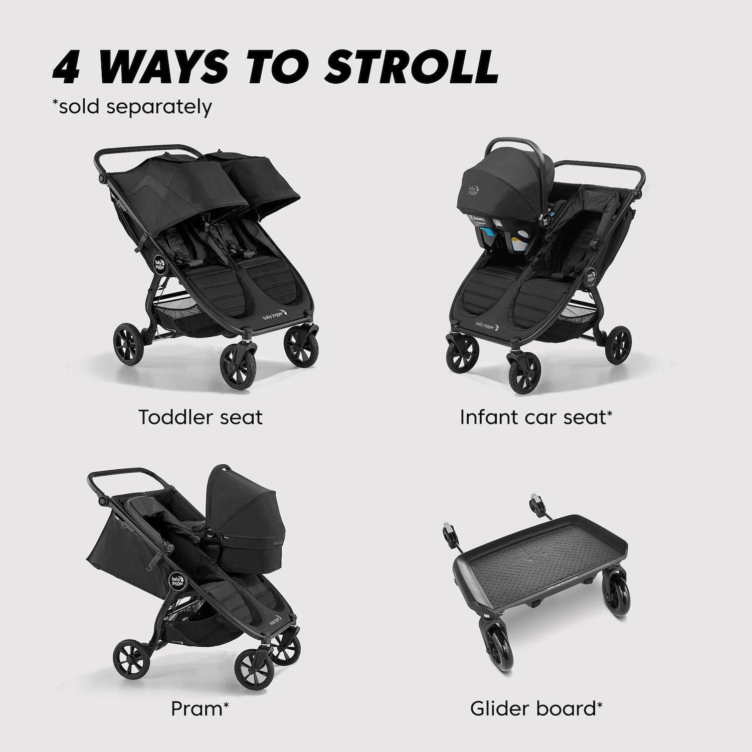 Double Travel Stroller Baby Jogger City Mini GT2 Double Stroller