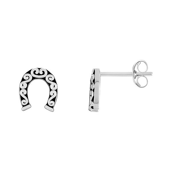 PRIMROSE Sterling Silver Horseshoe Stud Earrings