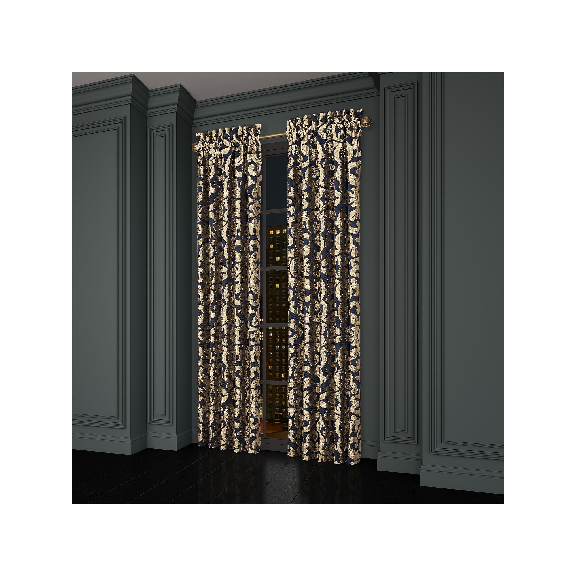 Five Queens Court Baylor Window Panel Pair, Blue