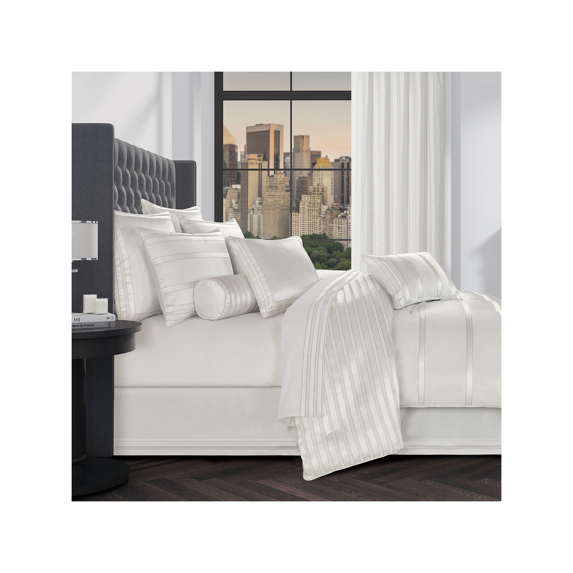 Five Queens Court Charleston Euro Comforter & Sham Set, Gray
