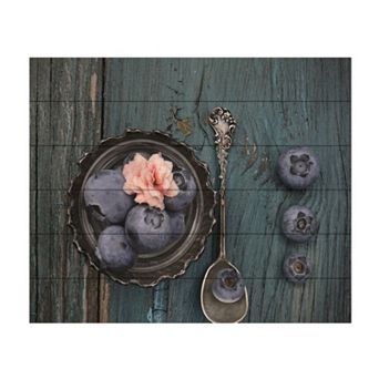 Trademark Fine Art Christine Sainte-Laudy 'Pretty Blueberry' Wood Slat Art - Size: 16X16