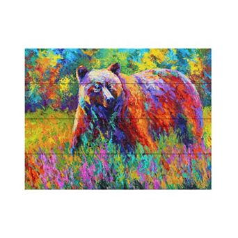 Trademark Fine Art 'Grizz on Guard' Wood Slat Art - Size: 16X13
