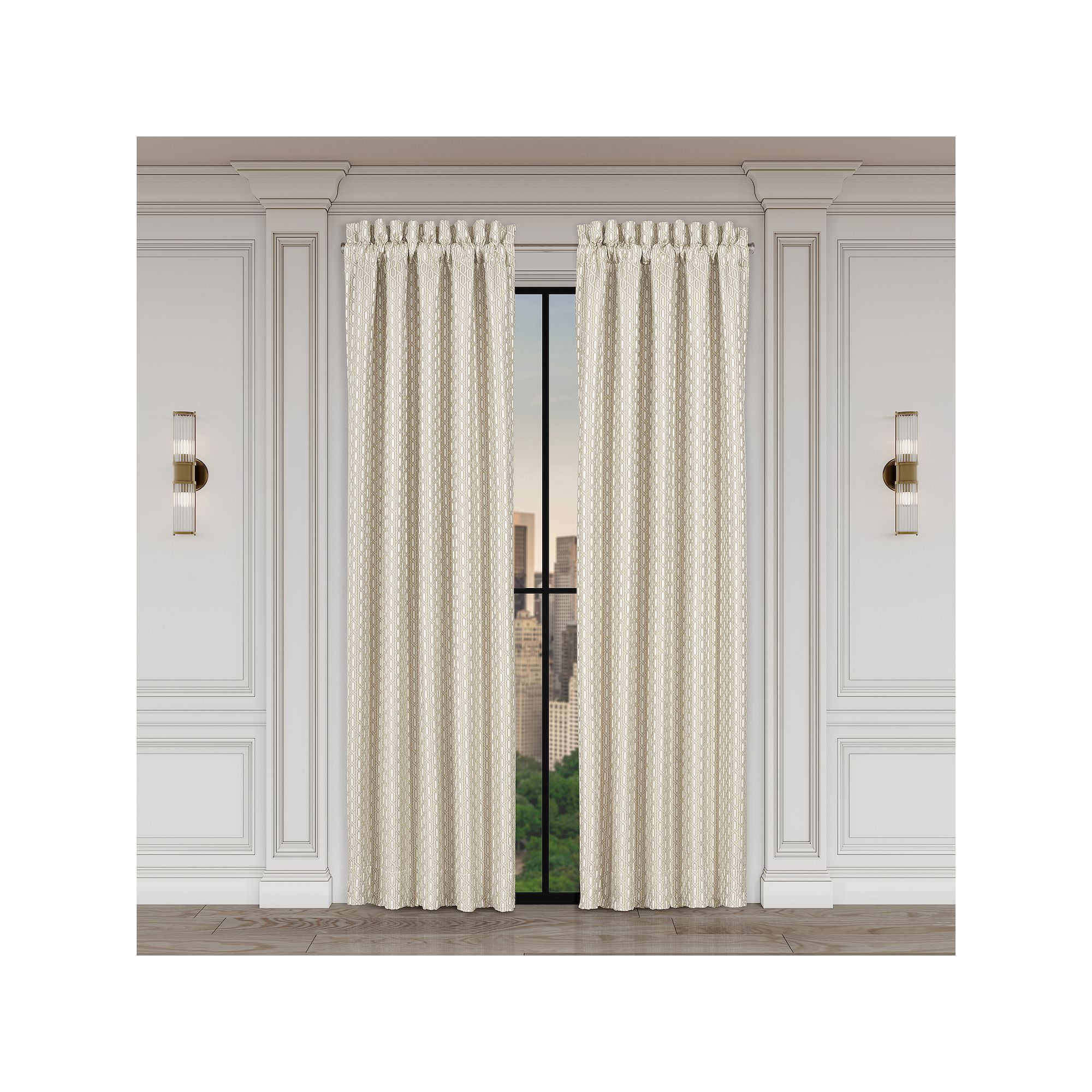 Five Queens Court Melbourne Set of 2 Window Curtain Panels, White