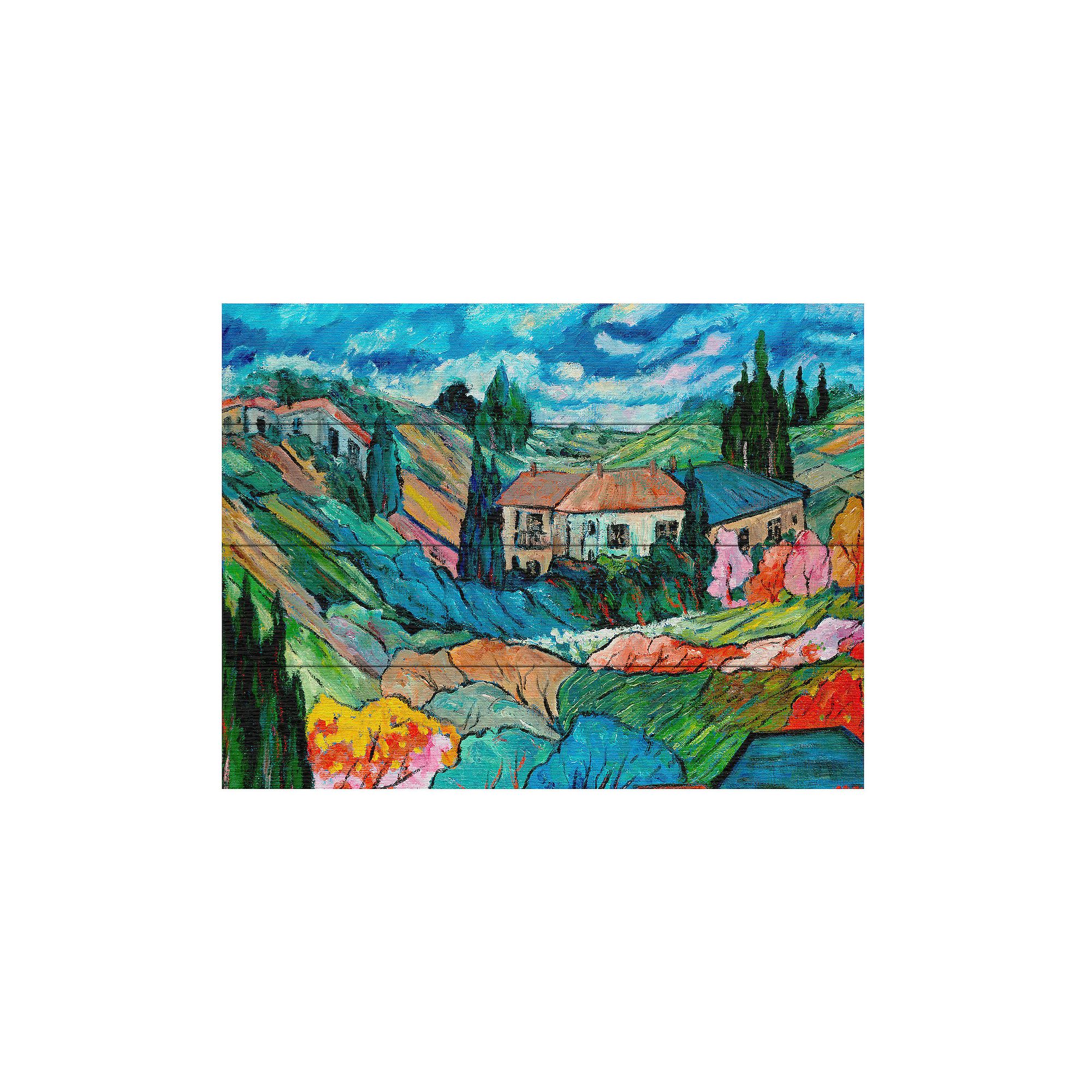 Trademark Fine Art Valley House Wood Slat Art - Size: 16X13, Multi