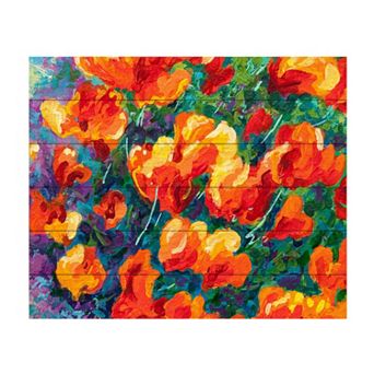Trademark Fine Art Marion Rose 'Cal Poppies' Wood Slat Art - Size: 16X13