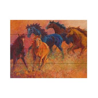 Trademark Fine Art 'Free Range Horses' Wood Slat Art - Size: 16X13