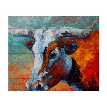 Trademark Fine Art Marion Rose 'Young Longhorn' Wood Slat Art - Size: 16X13