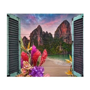 Trademark Fine Art Leo Kelly 'Window to Paradise VI' Wood Slat Art - Size: 16X13
