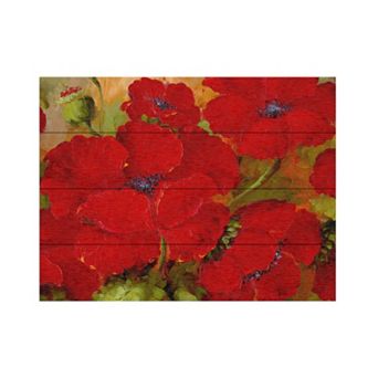 Trademark Fine Art Rio 'Poppies 2' Wood Slat Art - Size: 16X13