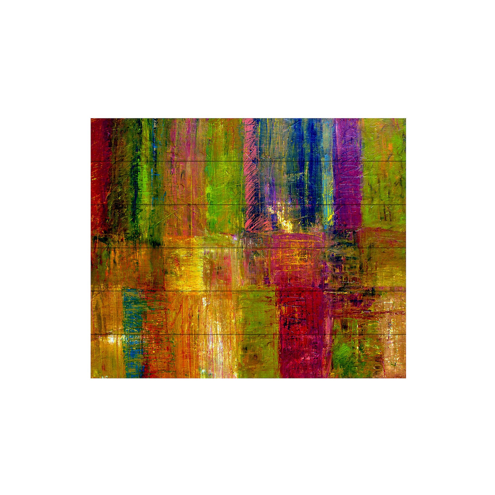 Trademark Fine Art Michelle Calkins Color Abstract Wood Slat Art - Size: 
