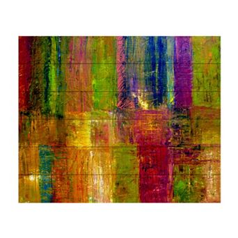 Trademark Fine Art Michelle Calkins 'Color Abstract' Wood Slat Art - Size: 16X13