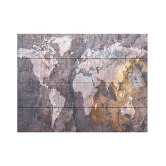 Trademark Fine Art Michael Tompsett 'World Map - Rock' Wood Slat Art - Size: 22X18