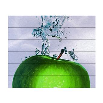Trademark Fine Art Apple Splash II Wood Slat Wall Art - Size: 16X12