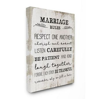Stupell Home Decor "Marriage Rules" Canvas Wall Art