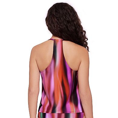 Women's Eco Beach Peasant Neck Strappy Racer Back Tankini Swim Top