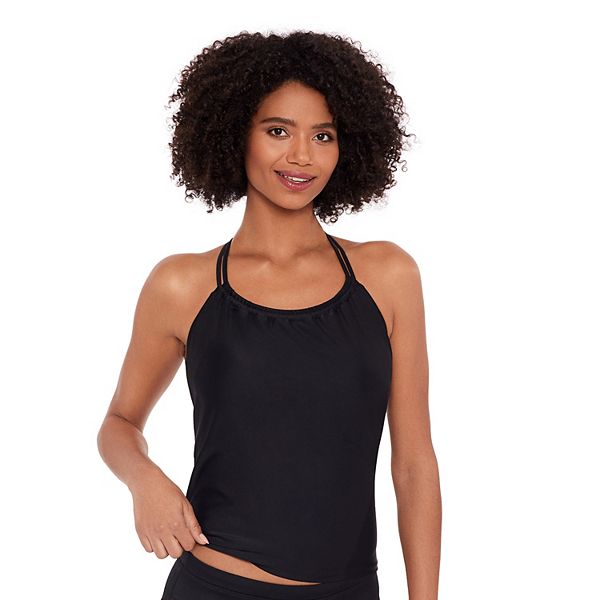 Women's Eco Beach Peasant Neck Strappy Racer Back Tankini Swim Top