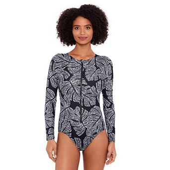 Women's Eco Beach Long Sleeve Zip-Front One-Piece Swimsuit