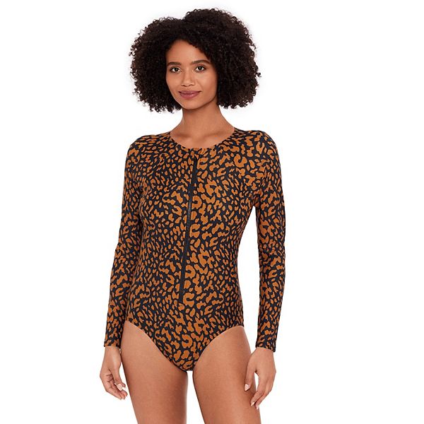 Women's Eco Beach Long Sleeve Zip-Front One-Piece Swimsuit