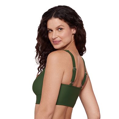 Women's Eco Beach Longline Scoopneck Tie Front Bikini Top