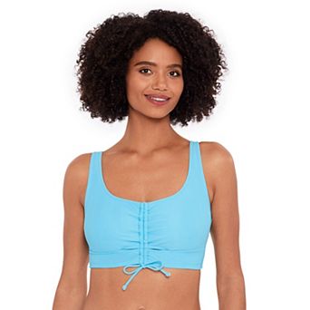 Women's Eco Beach Longline Scoopneck Tie Front Bikini Top
