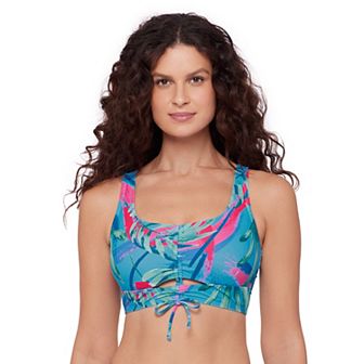 Women's Eco Beach Longline Scoopneck Tie Front Bikini Top