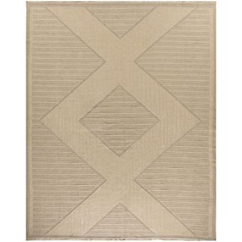 Nourison Washable Jute Non-Slip Modern Geometric Fringe Indoor Rug