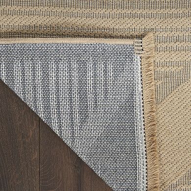 Nourison Washable Jute Non-Slip Modern Geometric Fringe Indoor Rug