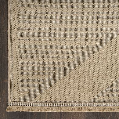 Nourison Washable Jute Non-Slip Modern Geometric Fringe Indoor Rug