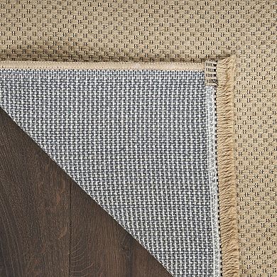 Nourison Washable Jute Non-Slip Farmhouse Fringe Indoor Rug