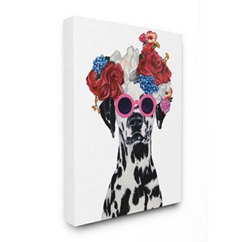 Stupell Home Decor Dalmatian Wearing Flower Crown and Sunglasses Canvas Wall Art