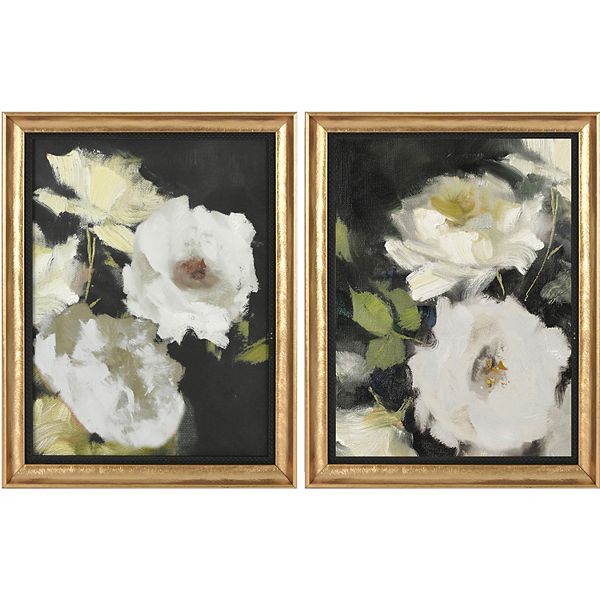 Romantic White Floral Canvas Wall Art 2-piece Set - Multi
