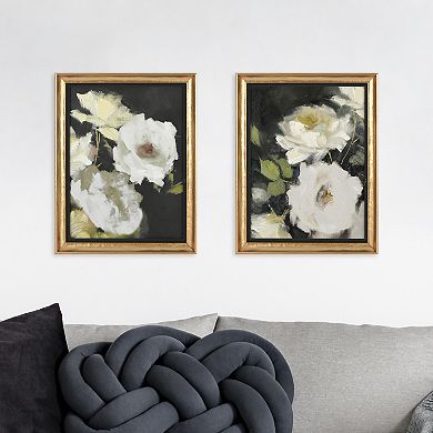 Romantic White Floral Canvas Wall Art 2-piece Set