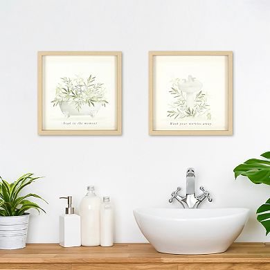 Bathroom Sentiment Framed Wall Art 2-piece Set