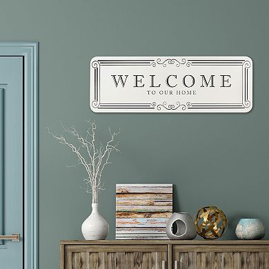 Embossed Metal "Welcome To Our Home" Sign Wall Decor