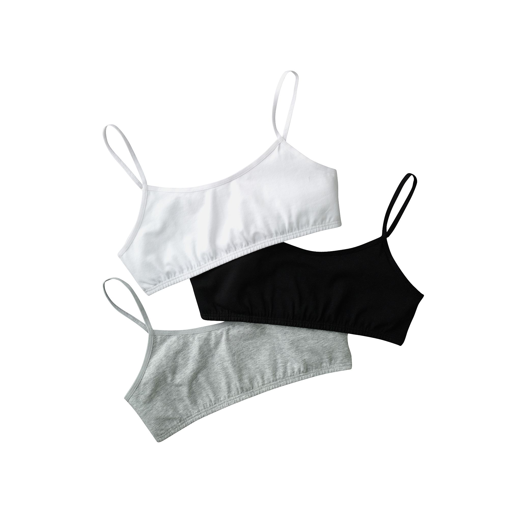 Girls Maidenform® 3-pk. Crop Bras, Girls, Size: Small, Gray/White/Black