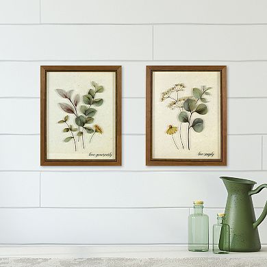 Glass Botanical Prints Wall Art 2-piece Set