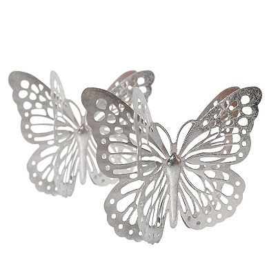 Silver Finish Metal Butterfly Wall Art 2-piece Set