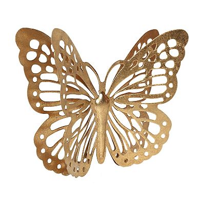 Gold Finish Metal Butterflies Wall Art 2-piece Set