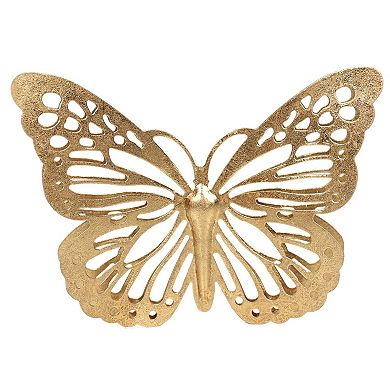 Gold Finish Metal Butterflies Wall Art 2-piece Set
