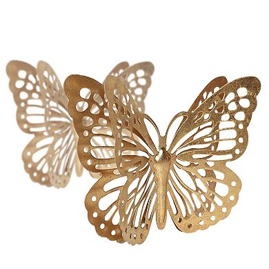 Gold Finish Metal Butterflies Wall Art 2-piece Set