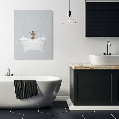 Stupell Home Decor Giraffe Bath Canvas Wall Art