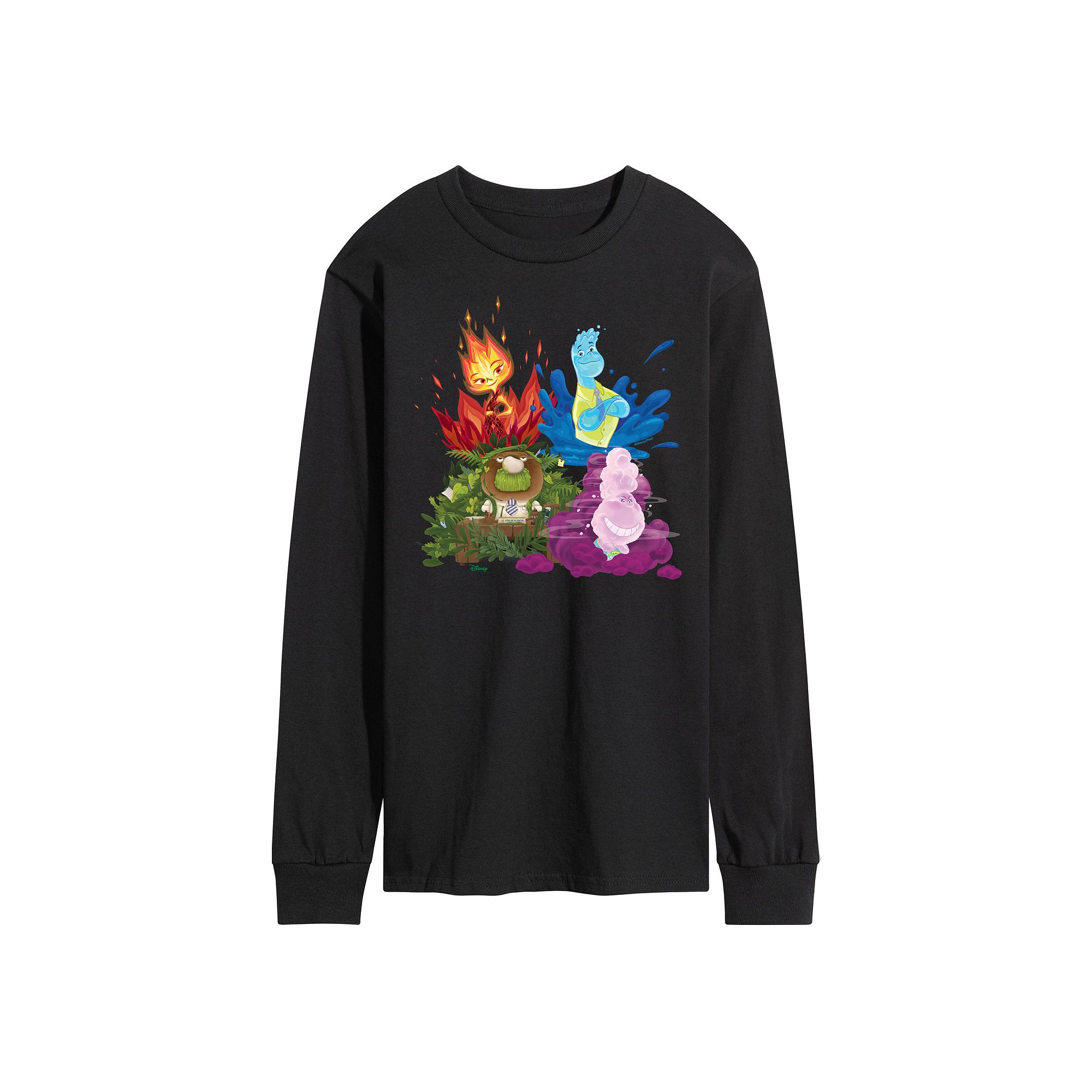Disneys Elemental Mens Group Long Sleeve, Size: Small, Black