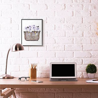 Stupell Home Decor Purple Flower Purse Framed Wall Art