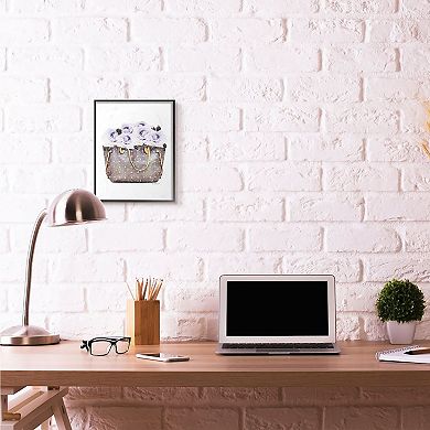 Stupell Home Decor Purple Flower Purse Framed Wall Art