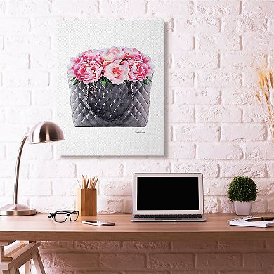 Stupell Home Decor Pink Flower Purse Canvas Wall Art