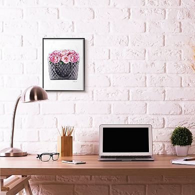 Stupell Home Decor Pink Flower Purse Framed Wall Art