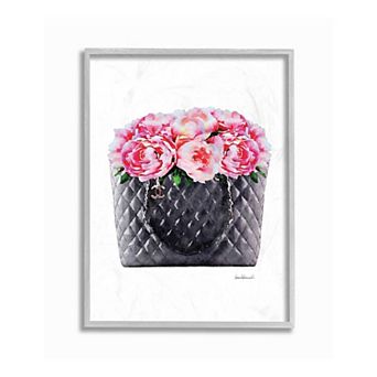 Stupell Home Decor Pink Flower Purse Glam Framed Wall Art - Size 11x14