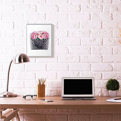 Stupell Home Decor Pink Flower Purse Glam Framed Wall Art