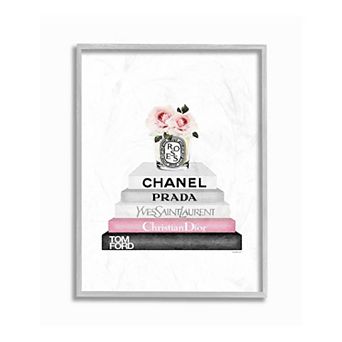 Stupell Home Decor Pink Flower Bookstack Framed Wall Art - Size 16x20