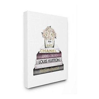Stupell Home Decor White Flower Bookstack Canvas Wall Art